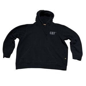 CAT Caterpillar Men's Heavyweight Hoodie Black Workwear Size XL 26 x 26 *Stain*